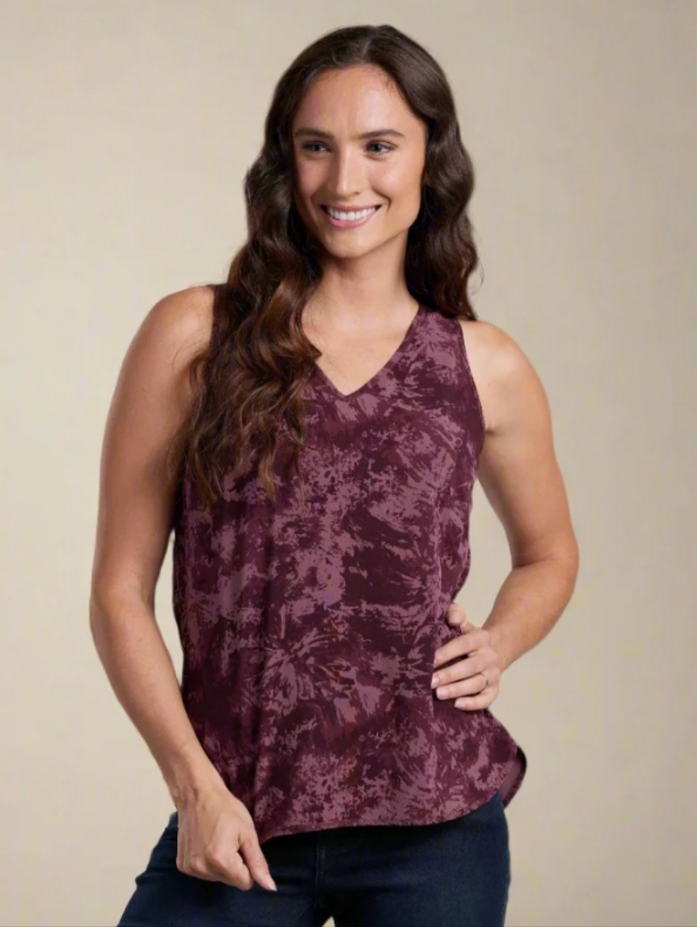 KÜHL Women's Vantage Tank Size Small Mauve Print